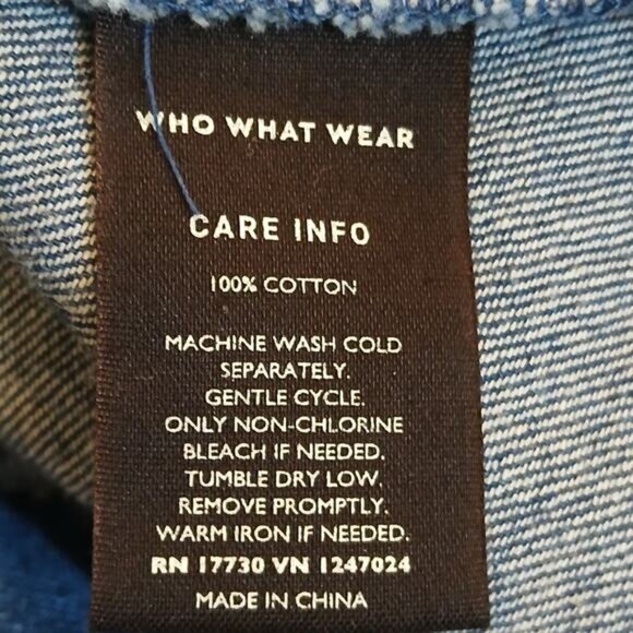 New Who What Wear Dress Small Blue Denim Mini Button Up Tie 3/4 Length Sleeve - Picture 5 of 6